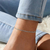 925 Sterling Silver Ankle Bracelet Multilayer Anklets for Women Figaro link Layered Anklet Beach Jewelry