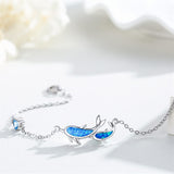 Dolphin Bracelets 925 Sterling Silver with Fire Blue Opal Dolphin Adjustable Charm Bracelets Cute Animal Ocean Beach Nautical Jewelry