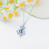 Sterling Silver Earth Swordfish Trident Compass Anchor Pendant Necklace