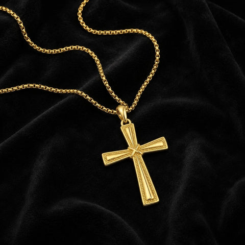 Cross Pendant Necklace  14K Gold Plated Christian Faith Jewelry