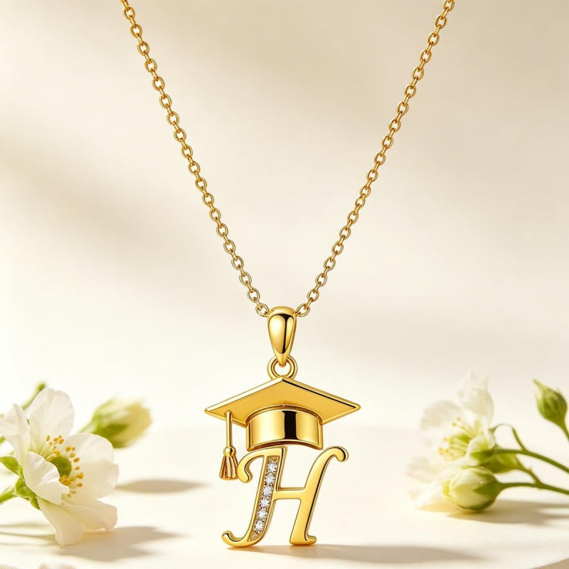 Initial  Graduation 14K Gold Plated Inspiring Grad Pendant Necklace Graduations Jewelry Gifts