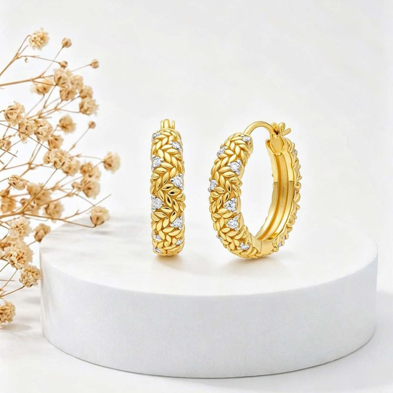 14K Gold Plated Hoop Earrings Jewelry Gift for Birthday Anniversary Mother's Day