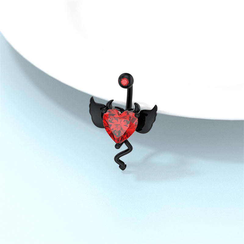 Sterling Silver Cubic Zircon Black Devil Belly Button Ring for Women