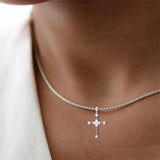 Sterling Silver Cross Christian Pendant Necklace for Men