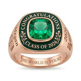 Sterling Silver Personalized  Square Birthstone Engraved Class Ring
