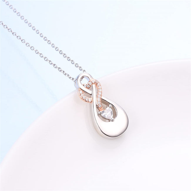 925 Sterling Silver Infinity Heart Pendant With White Cubic Zirconia Keepsake Necklace Cremation Jewelry Memorial Pendant Lockets for Ashes