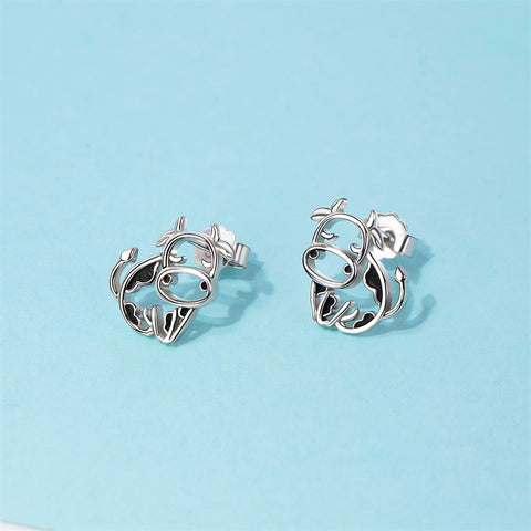 Sterling Silver Cow Stud Earrings