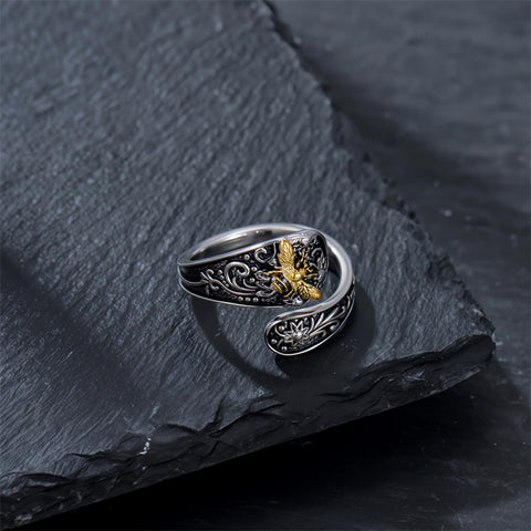 Sterling Silver Hummingbird Butterfly Dragonfly Bee Adjustable Spoon Rings