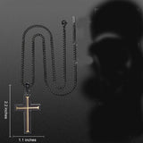 14K Gold Plated Wooden Cross Necklace Jewelry Gift for Him