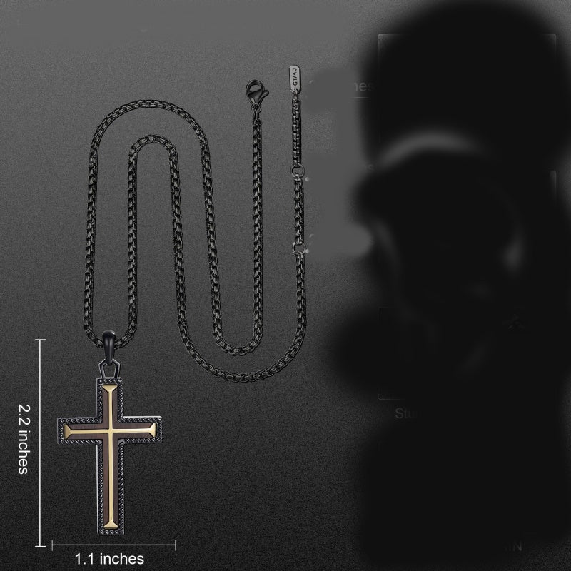 14K Gold Plated Wooden Cross Necklace Jewelry Gift for Him