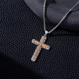 Sterling Silver Wooden Cross Pendant Necklace
