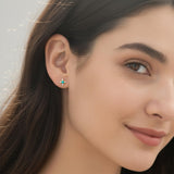 14K Gold Plated  Four-Pointed Star Stud Earrings for Women
