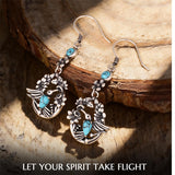 Sterling Silver Vintage Moonstone Turquoise Lotus Tree of Life Hummingbird Butterfly Drop Earrings