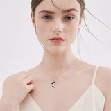 Gothic Jewelry Bat/Cat/Wolf/Spider Pendant Sterling Silver Crescent Moon Necklace for Women Girls Black Jewelry Gifts