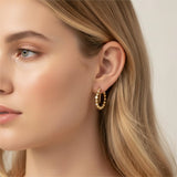 14K Gold Plated Round Cubic Zirconia Hoop Earrings for Women