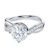 Sterling Silver 2CT Moissanite Twisted Swirled Wrapped Infinity Promise Engagement Ring For Women