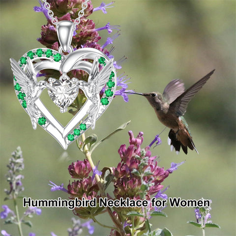 Sterling Silver Heart Dragonfly Hummingbird Pendant Necklace Jewelry Gifts for Christmas Anniversary
