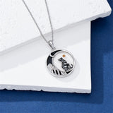 Sterling Silver Mustard Seed Black Cat Hummingbird Cross and Mountain Mountain Turquoise Sun and Moon Pendant Necklace