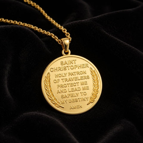 Patron Saint Medal Gold Plated Catholic Pendant Christian Religious Necklace Amulet Jewelry