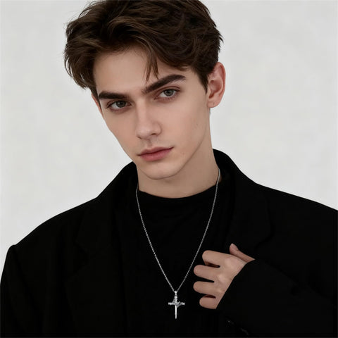 Sterling Silver Lion Semicolon Rose Sunflower Cross Pendant Religious Necklace