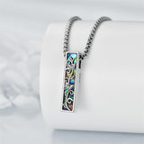 Urn Necklaces for Ashes Sterling Silver Abalone Shell 3D Bar Cremation Jewelry for Ashes Memory Jewelry for Women Men