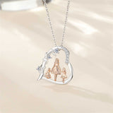Sterling Silver Cubic Zirconia Mother Daughter Father Daughter Pendant Necklace