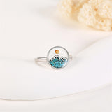 Mustard Seed Mountain Ring Sterling Silver Faith Turquoise Ring Climbing Jewelry Christian Inspirational Gift for Women Girls