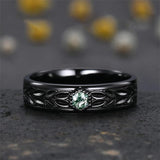 Sterling Silver 10K 14K 18K Gold Natural Leaf  Moss Agate Engagement Anniversary Couple Ring Sets