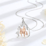 Sterling Silver Cubic Zirconia Mother Daughter Father Daughter Pendant Necklace