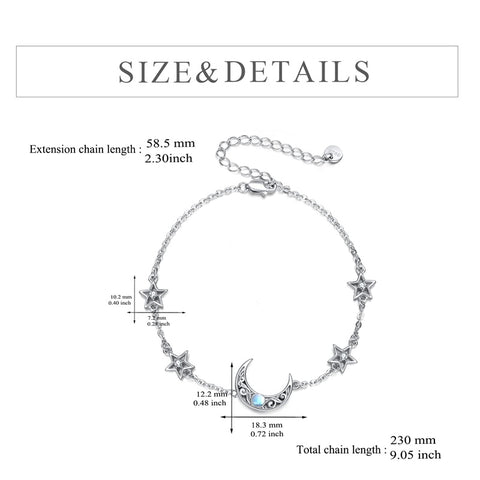 Moonstone Anklet for Women Sterling SilverJewelry Gifts for Girl Mother