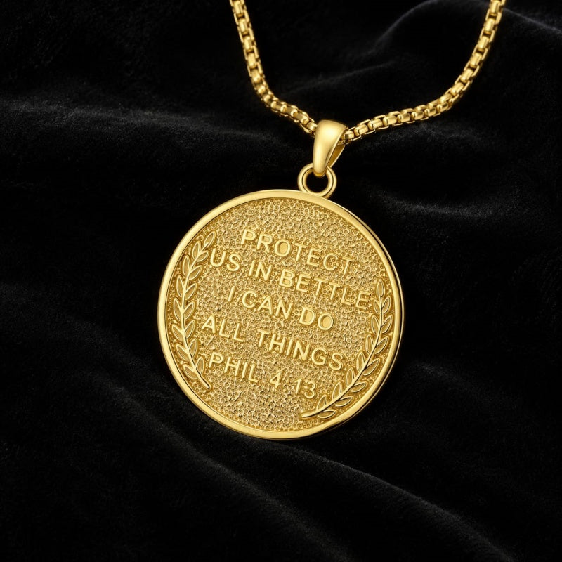 Patron Saint Medal Gold Plated Catholic Pendant Christian Religious Necklace Amulet Jewelry