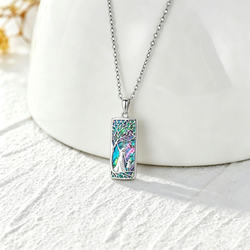 Sterling Silver Abalone Shell Tarot Card Pendant Necklace Gifts for Birthday Halloween Anniversary Valentine’s Day
