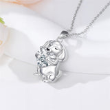 Sterling Silver 12 Month Birthstone Dachshund Pendant Necklace for Women