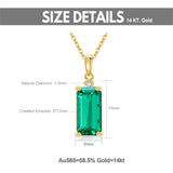 14K Gold Natural Diamond Emerald Pendant Necklace