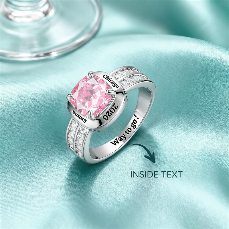 Sterling Silver Personalized Graduation Ring for Class of 2026