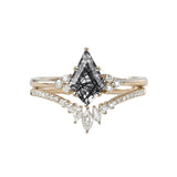 Sterling Silver 10K 14K 18K Gold Kite Cut Gemstone Wedding Ring Set