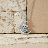 Sterling Silver Birthstone Monkey Pendant Necklace Jewelry Gifts for Women