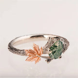 Moss Agate Ring  Sterling Silver Wedding Ring Moss Agate Jewelry Gift for Engagement Anniversary Birthday Christmas