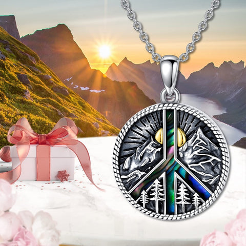 Sterling Silver Peace Sign Coexist Peace Symbol Pirate Tree of Life Thor's Hammer Wolf Raven Viking Series Necklace
