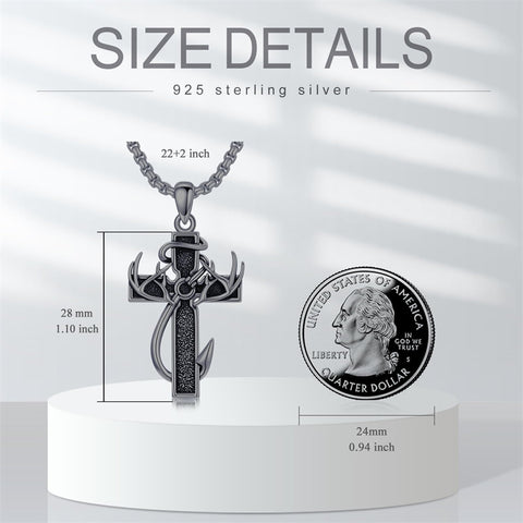 Sterling Silver Cross Pendant Necklace for Men