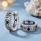 14K Gold Plated  Cubic Zircon Norse Viking Runes Hoop Earrings Viking Jewelry Gift for Men