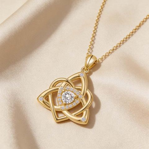 14K Gold Plated Celtic Knot Pendant Necklace Irish Jewelry Gift for Her