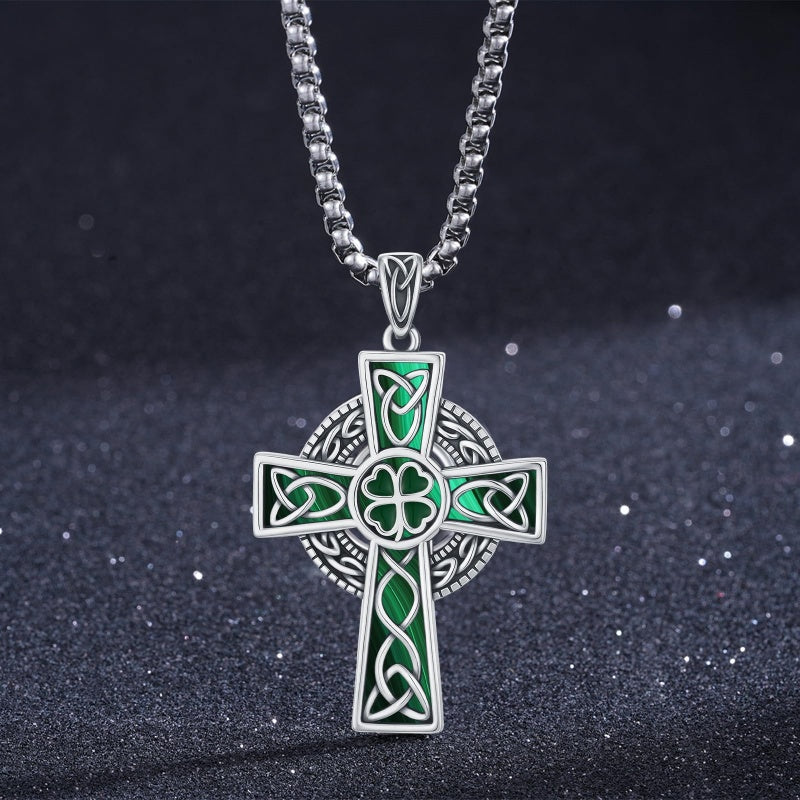 14K Gold Plated Celtic Vikin Cross Pendant Necklace Irish Jewelry Religious Protective Gift