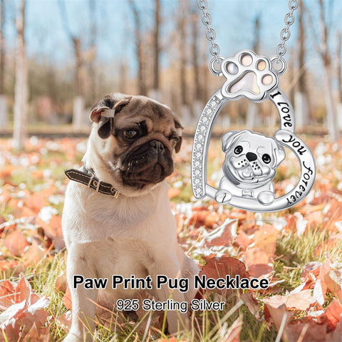 Sterling Silver Paw Print Poodle Corgi French Schnauzer Chihuahua Dachshund Golden Retriever Pug Pendant  Necklace