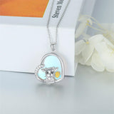 Moonstone Necklace for Women 925 Sterling Silver Heart Necklace Highland Cow Pendant Necklace Cute Animal Necklace Jewelry Gifts for Women Girls