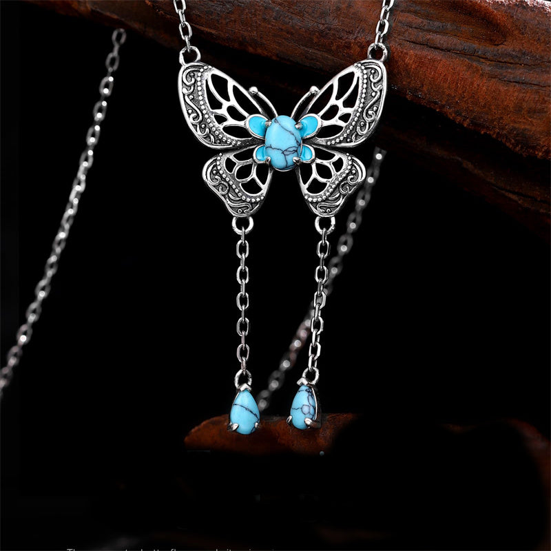 Sterling Silver Turquoise Butterfly Angel Wing Bee Hummingbird Pendant Necklace