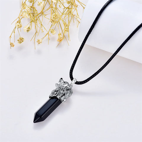 Sterling Silver Viking Dragon Eagle Wolf Animal Pendant Necklace for Men