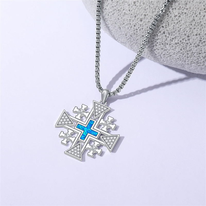 Sterling Silver Wooden Cross Pendant Necklace