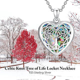 Sterling Silver Abalone Shell Tree of Life Photo Locket Necklace