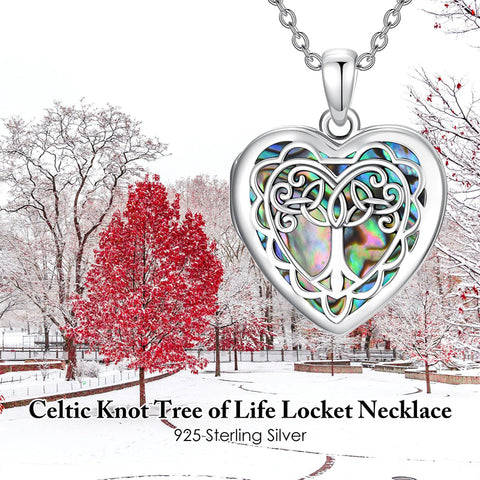 Sterling Silver Abalone Shell Tree of Life Photo Locket Necklace